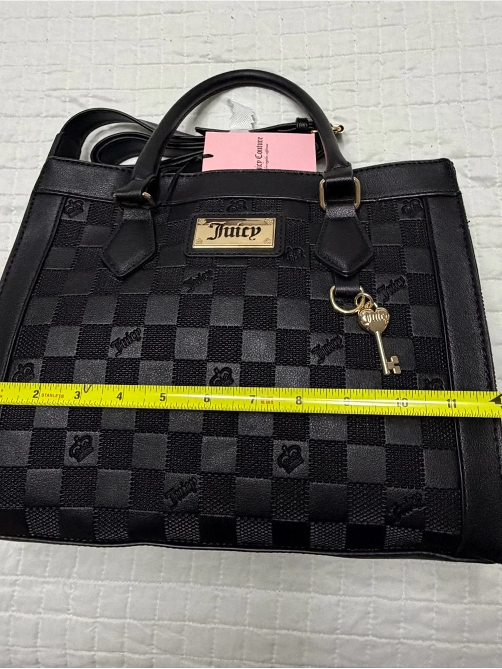 Juicy Couture Black Checkerboard Satchel Crossbody Bag NWT - Picture 9 of 10
